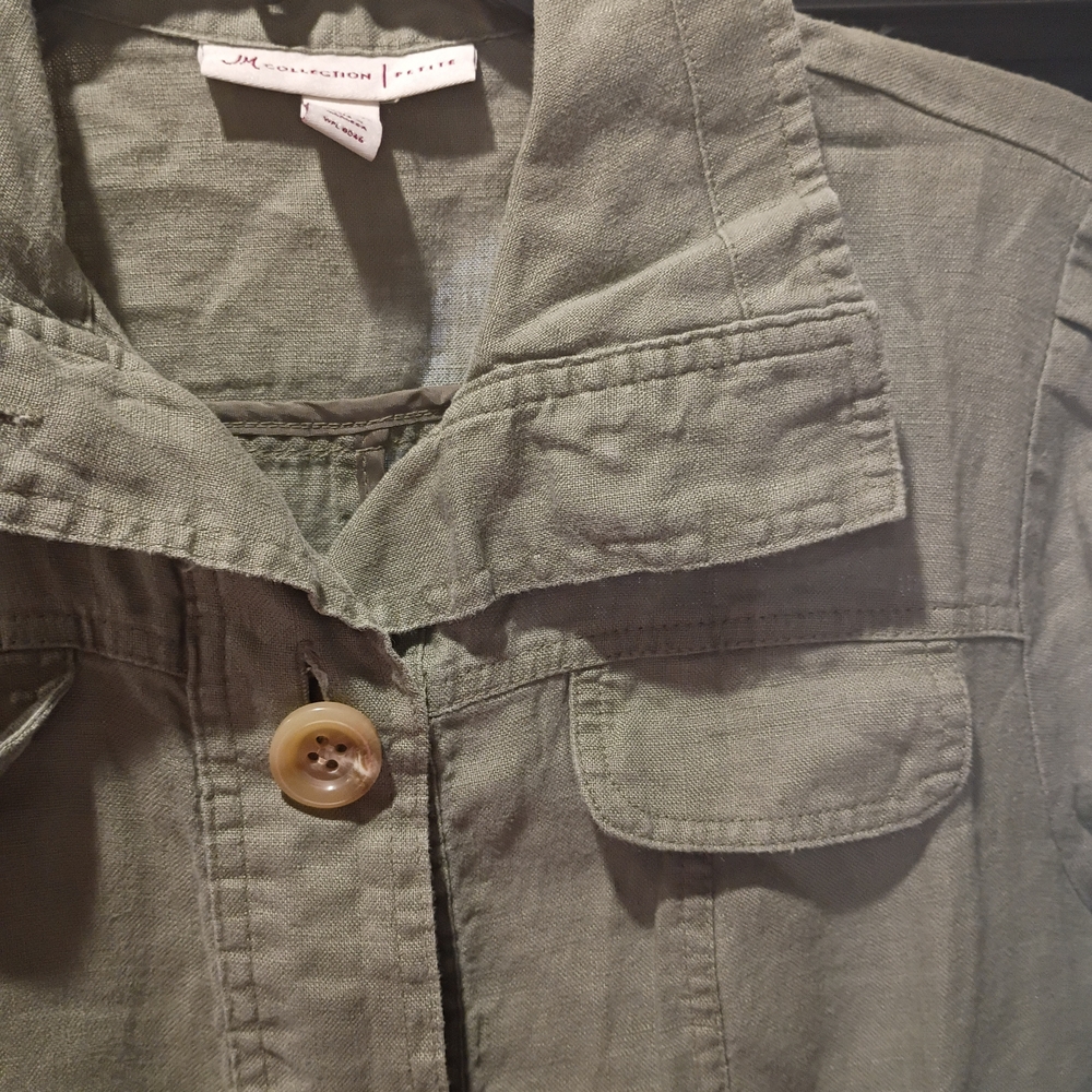 ECU JM Collection Women 6P 100% Linen Cozy Lightweight Summer Jacket‎ 3/4 Sleeve - Picture 6 of 8